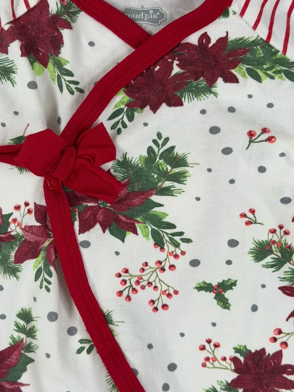 MUD PIE Baby Girls’ Poinsettia Footie Sleeper - 0-3M